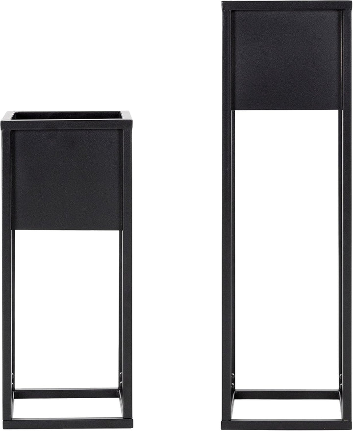 ML-Design Blumenständer im 2er Set, Schwarz, 21 x 50/70 x 21 cm, Moderne Blumentopfständer mit Übert
