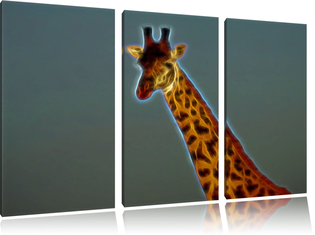 maiestätische Giraffe NewArt 3-Teiler Leinwandbild 120x80 Bild auf Leinwand, XXL riesige Bilder fert