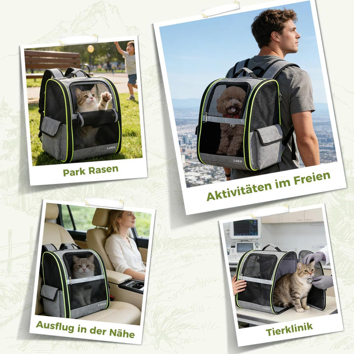 Lekesky Katzen Rucksack Hunderucksack für Mittel/Kleine Haustiere(2-8KG), KatzenRucksack mit Netzfen