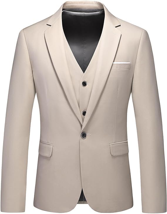 KUDMOL Herren 3-Stücke Anzug Business EIN Knopf Smoking Anzug für Männer Smoking Klassische Blazer W