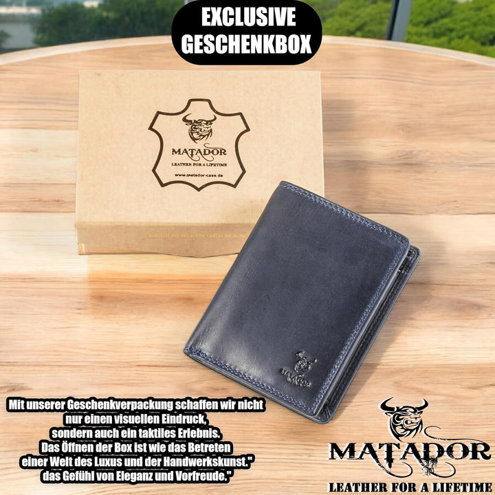 MATADOR Leder Portemonnaie Herren #VIGO mit edler Geschenk Box, Elegante RFID Geldbörse, Luxus Portm