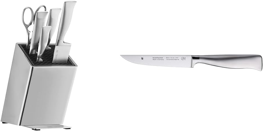 WMF Grand Gourmet Messerblock mit Messerset 6teilig, Made in Germany, 4 Messer geschmiedet & Grand G