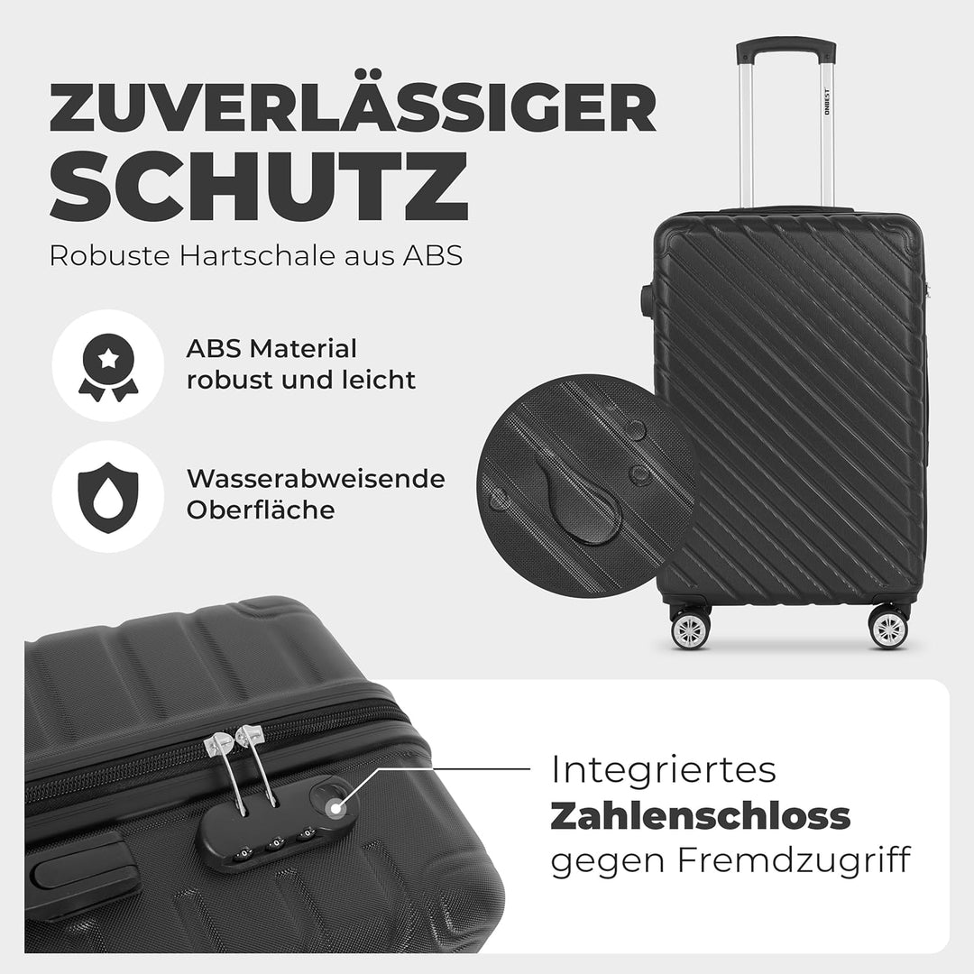 3erKoffersetXXL Komplettpaket – Sichere und leichte ABS Hartschalenkoffer 20"24"28" mit Rollen – Rei