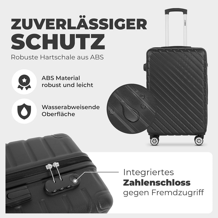 3erKoffersetXXL Komplettpaket – Sichere und leichte ABS Hartschalenkoffer 20"24"28" mit Rollen – Rei