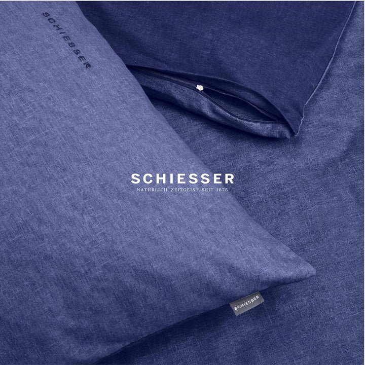 Schiesser Bettwäscheset Doubleface | 2-teilig | Zweifarbig | Feinbiber | 100% Baumwolle | Oeko-Tex Z