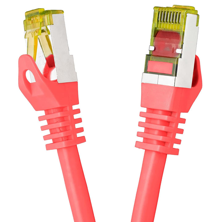 BIGtec LAN Kabel 10 Stück 2m Netzwerkkabel CAT7 Ethernet Internet Patchkabel CAT.7 rot Gigabit doppe