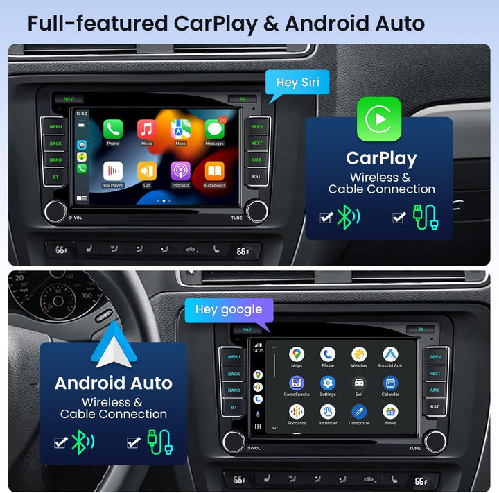 XTRONS Android Autoradio für VW T5 Golf 5 6 Passat B7 Polo, 7 Zoll IPS Bildschirm 8-Core 4+64GB Auto