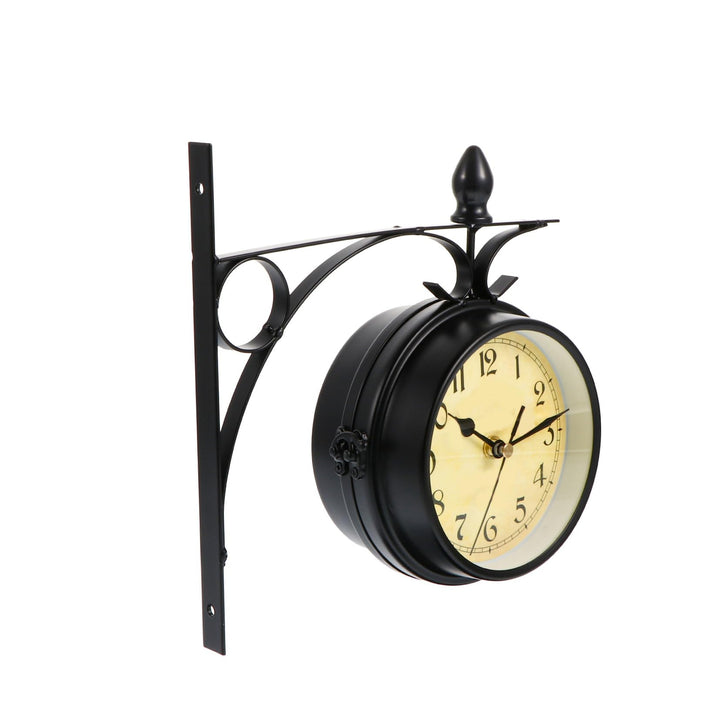 BESPORTBLE Retro Schmiedeeisen Doppelseitige Wanduhr Vintage Bahnhofsuhr Wohnzimmerdekoration Anhäng