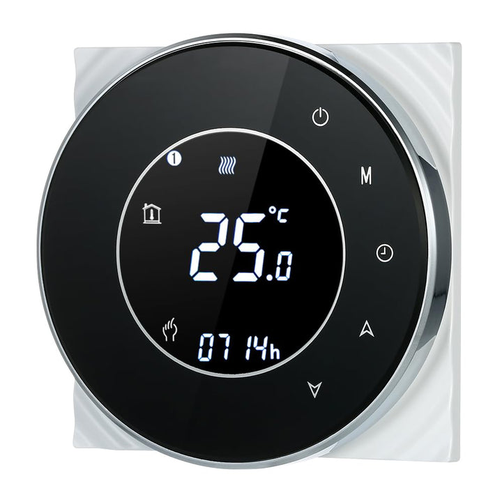 Decdeal Raumthermostat Gaskesselheizung WiFi Runde LCD Touchscreen Programmierbare Thermostat mit Hi