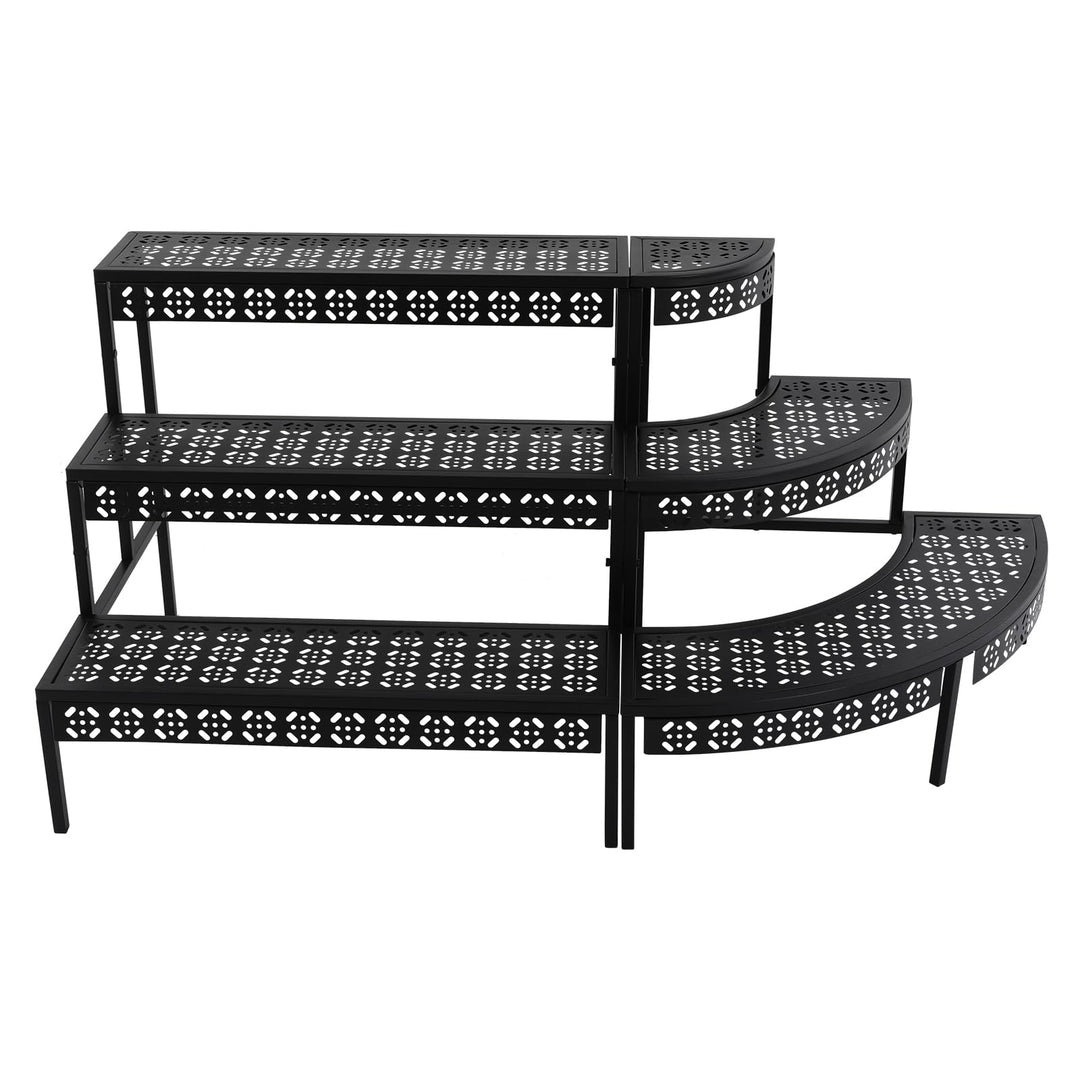 Pflanzenständer Blumenständer Metall 3 Etagen Schwarz Eisen Garten Blumentopf Display Regal Halter R