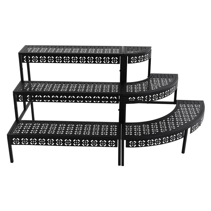 Pflanzenständer Blumenständer Metall 3 Etagen Schwarz Eisen Garten Blumentopf Display Regal Halter R