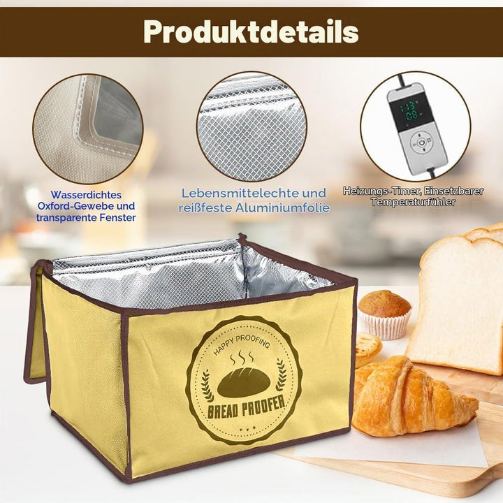 Gärbox Sauerteig, Teigbox Pizza mit Deckel - Faltbare Brot Gärbox 30L, Temperatur &amp; Timer, Pizzateig