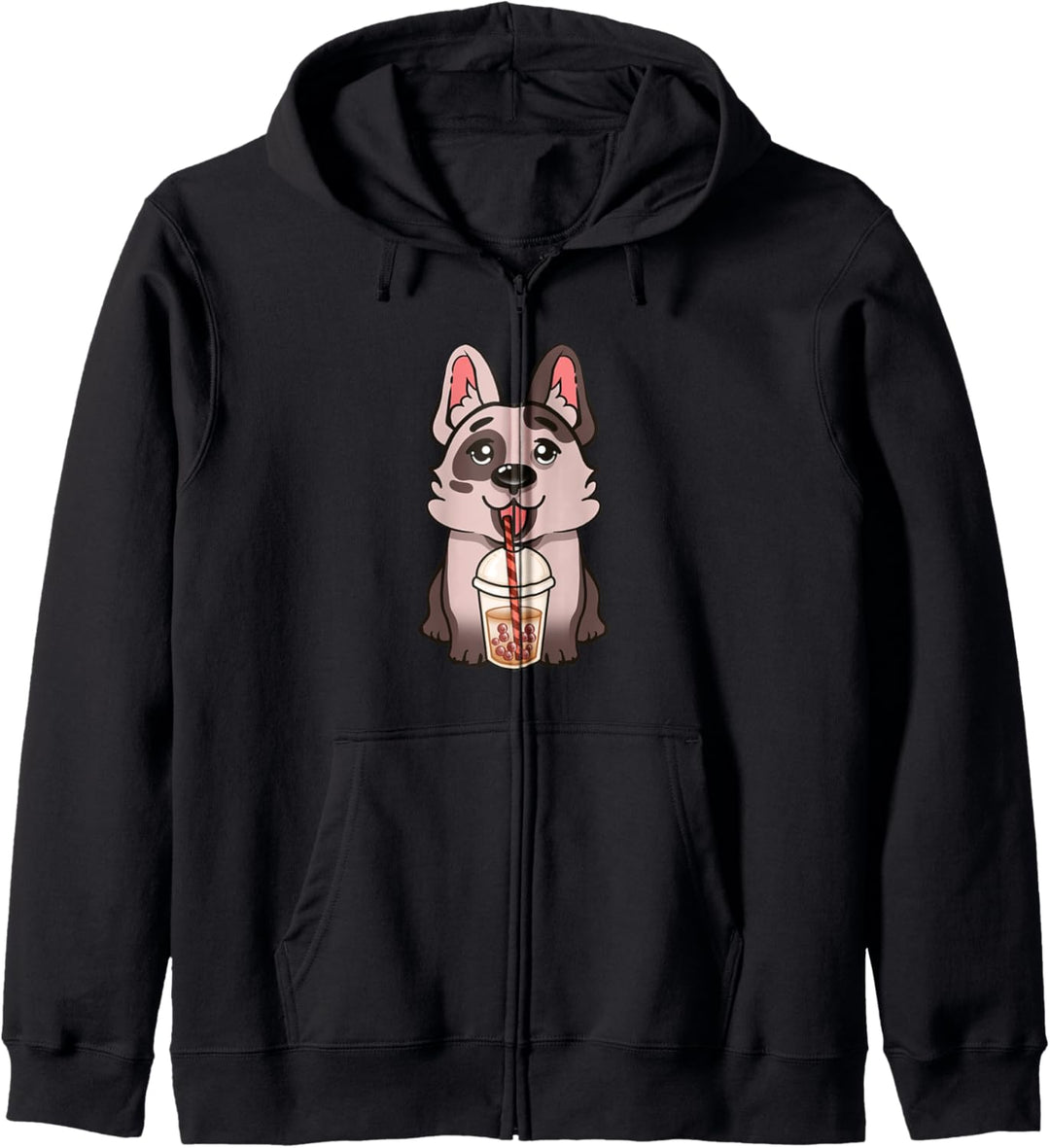 Kleiner Welpe mit Bubble Tea, Mädchen, Junge, Kinder Kapuzenjacke