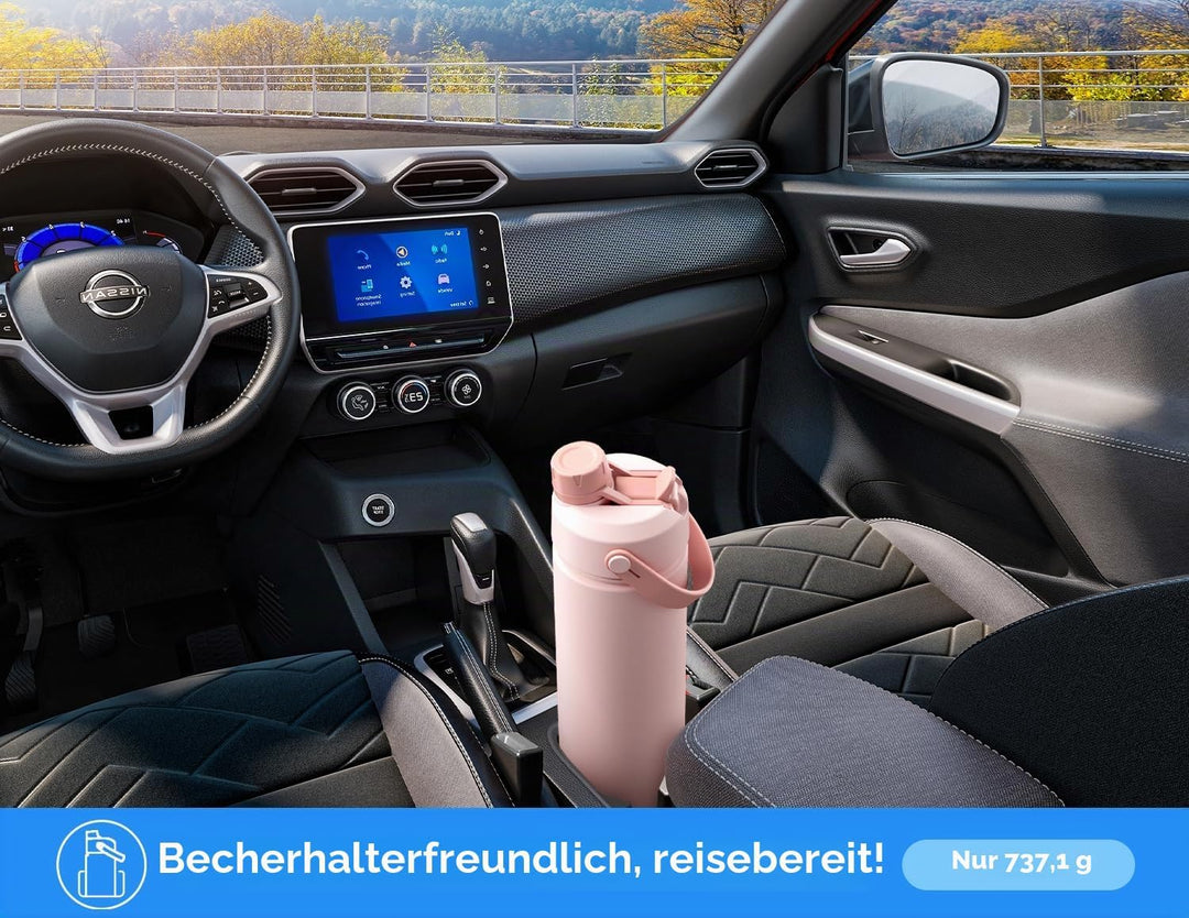 POWCAN 26 oz isolierte Wasserflasche mit 2-in-1-Trinkhalm und Ausgussdeckel, hält 24 Stunden kalt, a