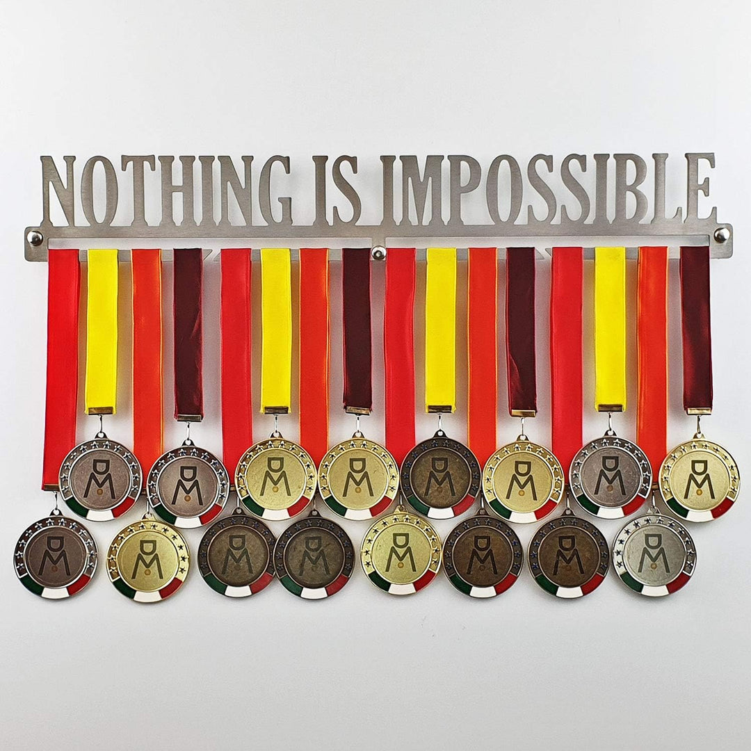 MEDALdisplay Nothing is Impossible - Medaillen Aufhänger - Wandhalterung für Medaillens Running, Mar