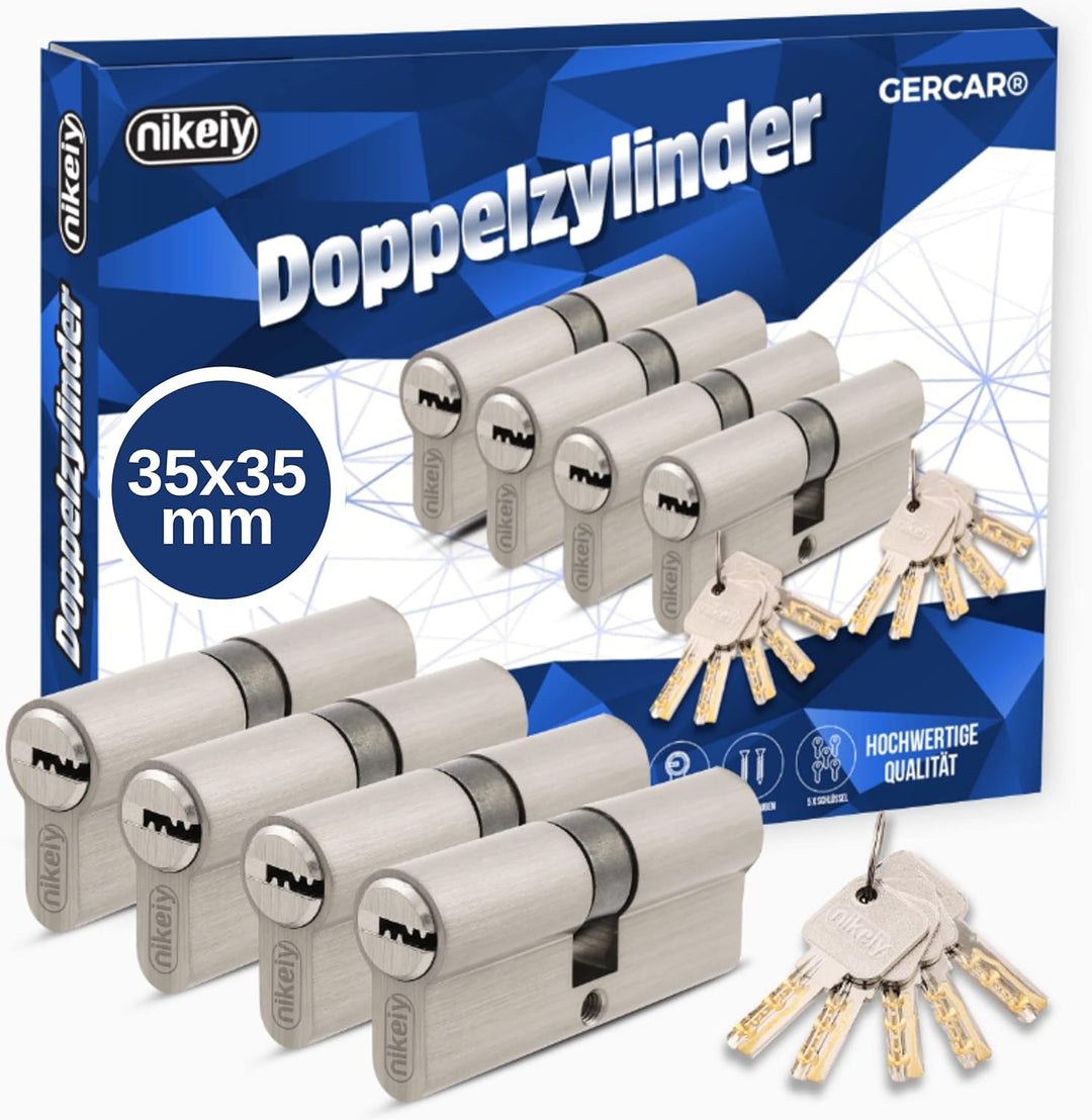 GERCAR Pro 4er Set Profilzylinder gleichschliessend 70mm Schliesszylinder 35/35 Doppelzylinder Zylin
