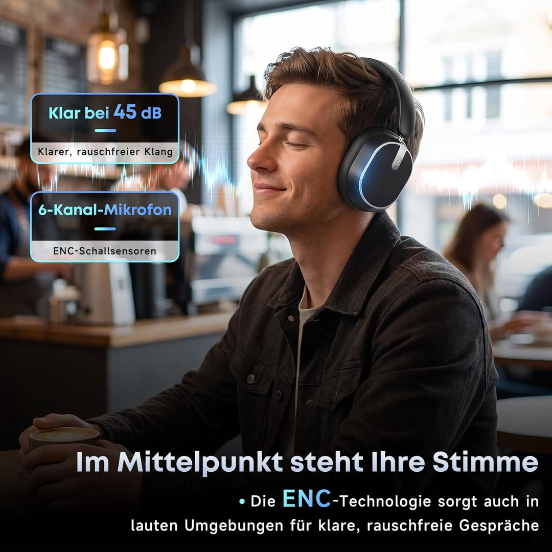 Bluetooth-Kopfhörer mit hybrider aktiver Geräuschunterdrückung, Kabellose Over-Ear-Kopfhörer mit Blu