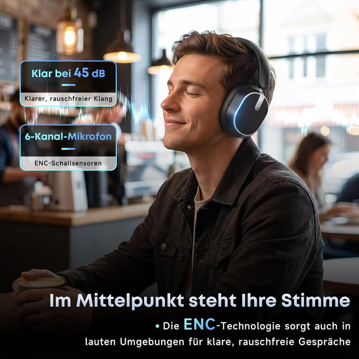 Bluetooth-Kopfhörer mit hybrider aktiver Geräuschunterdrückung, Kabellose Over-Ear-Kopfhörer mit Blu