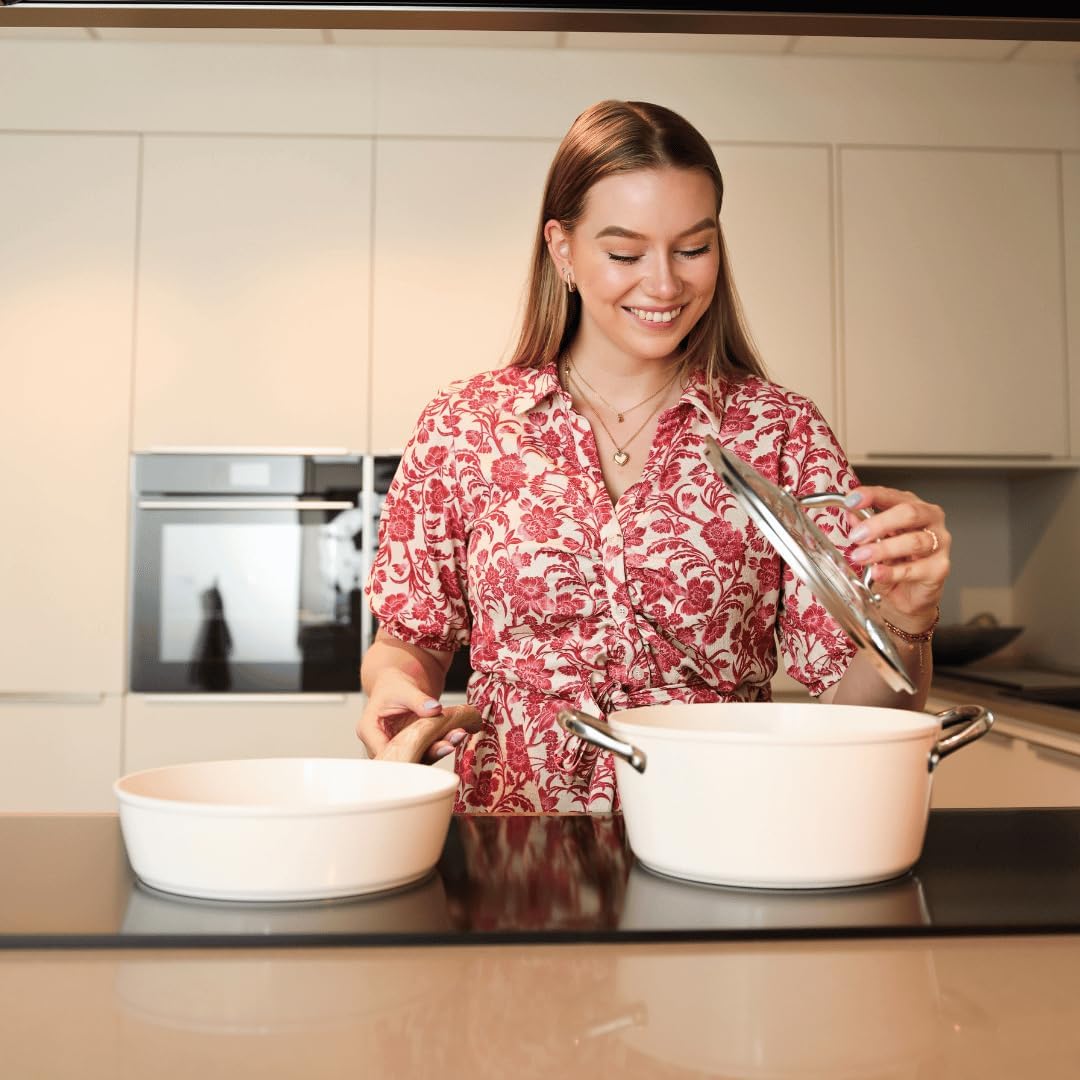 Cook & Pan - Go Ivory Pfannenset 2-teilig-Induktionsgeeignet-PFAS frei Keramik-Beschichtung -Antihaf