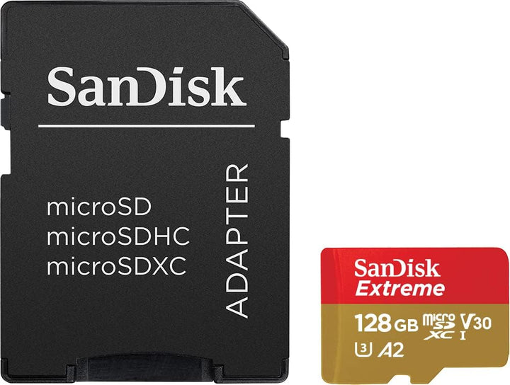 Action Cam,4K 30fps Ultra HD & SanDisk Extreme microSDXC UHS-I Speicherkarte 128 GB + Adapter (Für S