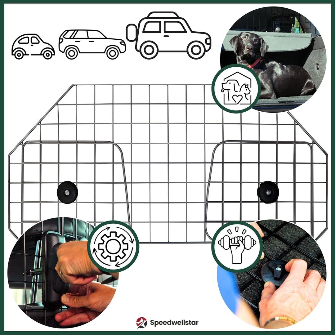 Hundegitter fürs Auto-Schutzgitter Trenngitter verstellbar Hundeschutzgitter für den Kofferraum für