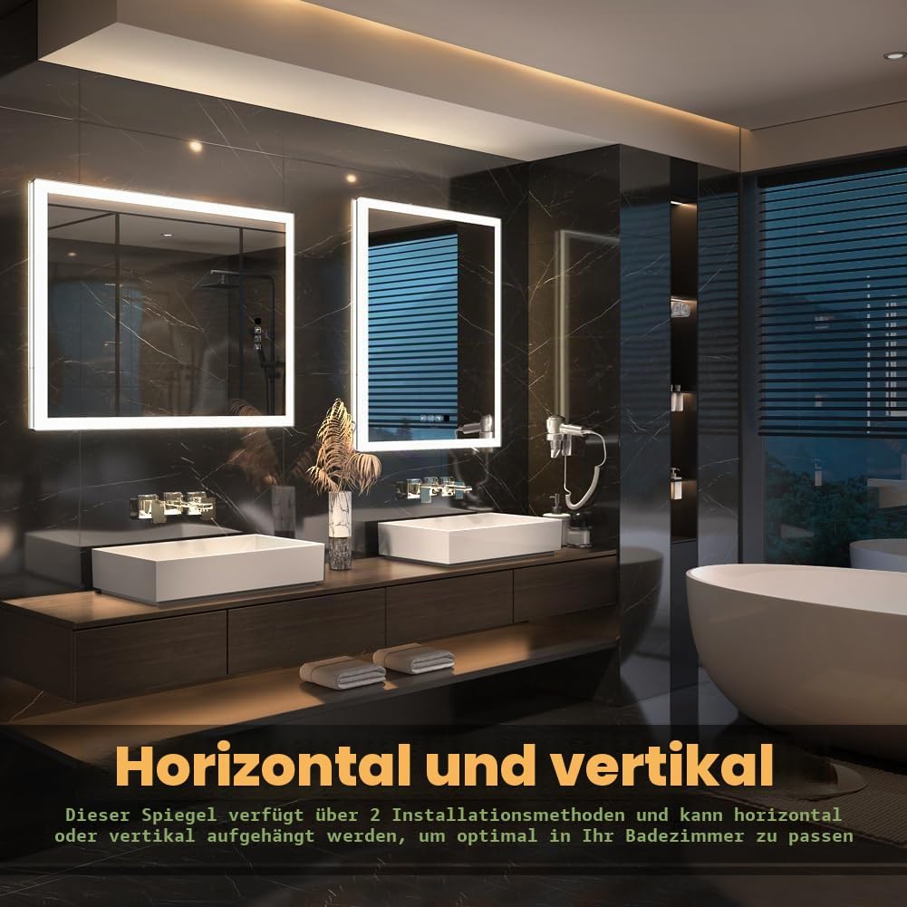 GANPE LED Badezimmerspiegel, Schminkspiegel Wandmontage, menschliche Induktion, Bluetooth, Anti-Besc