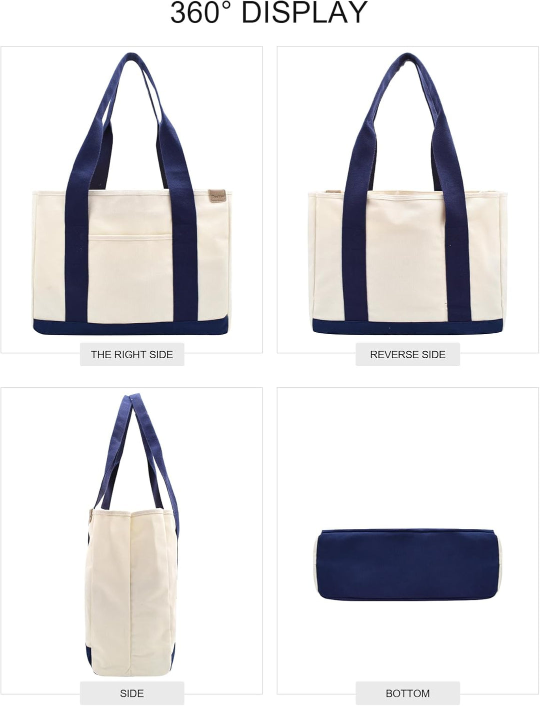 Damen Mittelgross Handtasche Canvas Satchel Tote Bag Schultertasche Shopper für Bücher Alltag Arbeit