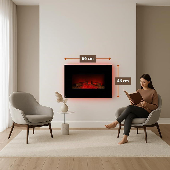 Classic Fire Elektrischer Kamineffekt-Ofen-1800W, Schwarz, 13x66x46 cm