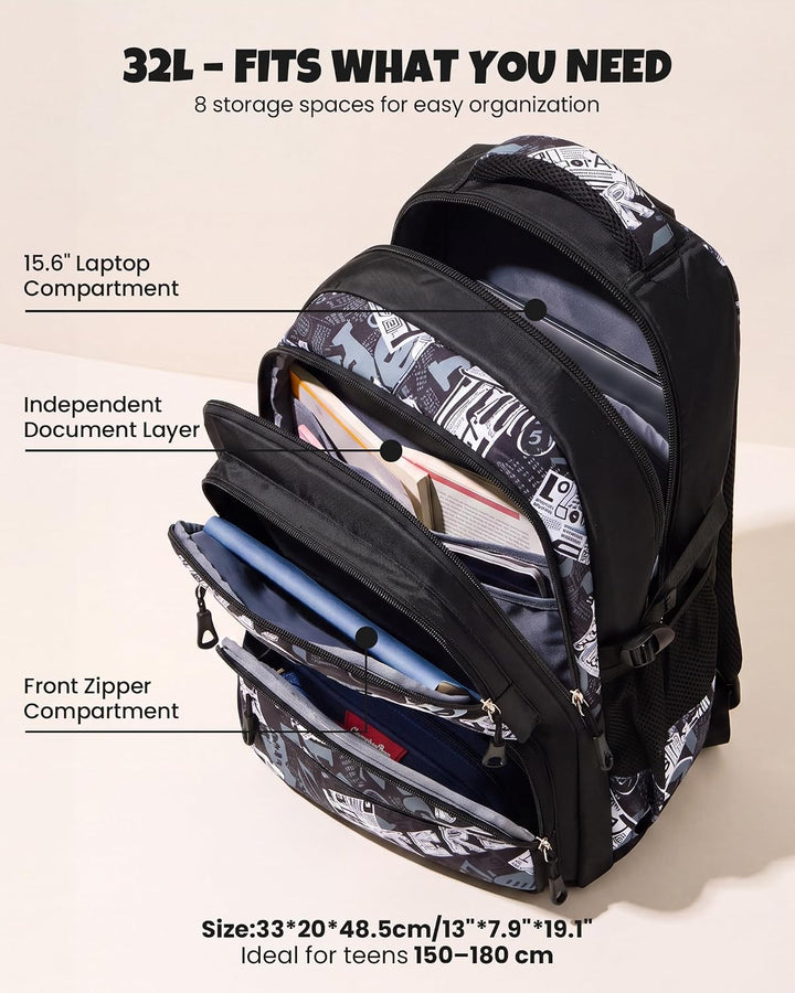 Amythe Schulrucksack Teenager, Abnehmbare Trolley Rucksack Schule mit 6 Räder für Jungen ab 10 Jahre
