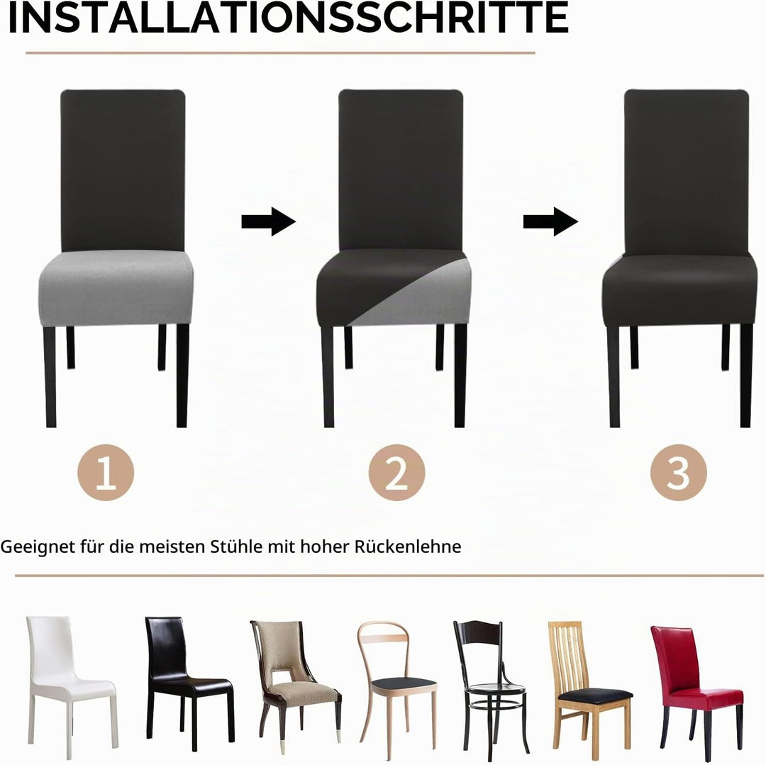 Lydevo Stuhlhussen XL 6er Set Stretch Stuhlhussen Schwingstühle XL für Esszimmerstühle Spandex Unive