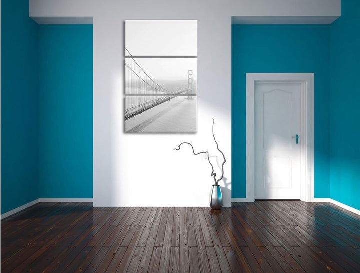 Pixxprint Golden Gate Bridge San Francisco / 3-Teilig/Gesamtmass 120cm Leinwandbild bespannt auf Hol