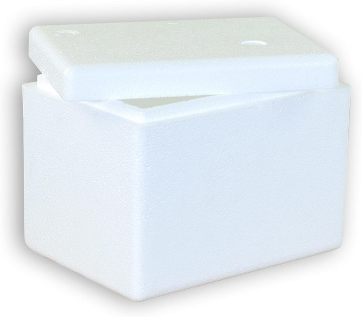 Styroporbox 4,41 Liter mit Deckel | Thermobox Innenmass: 21 x 14 x 15 cm | Isolierbehälter in weiss