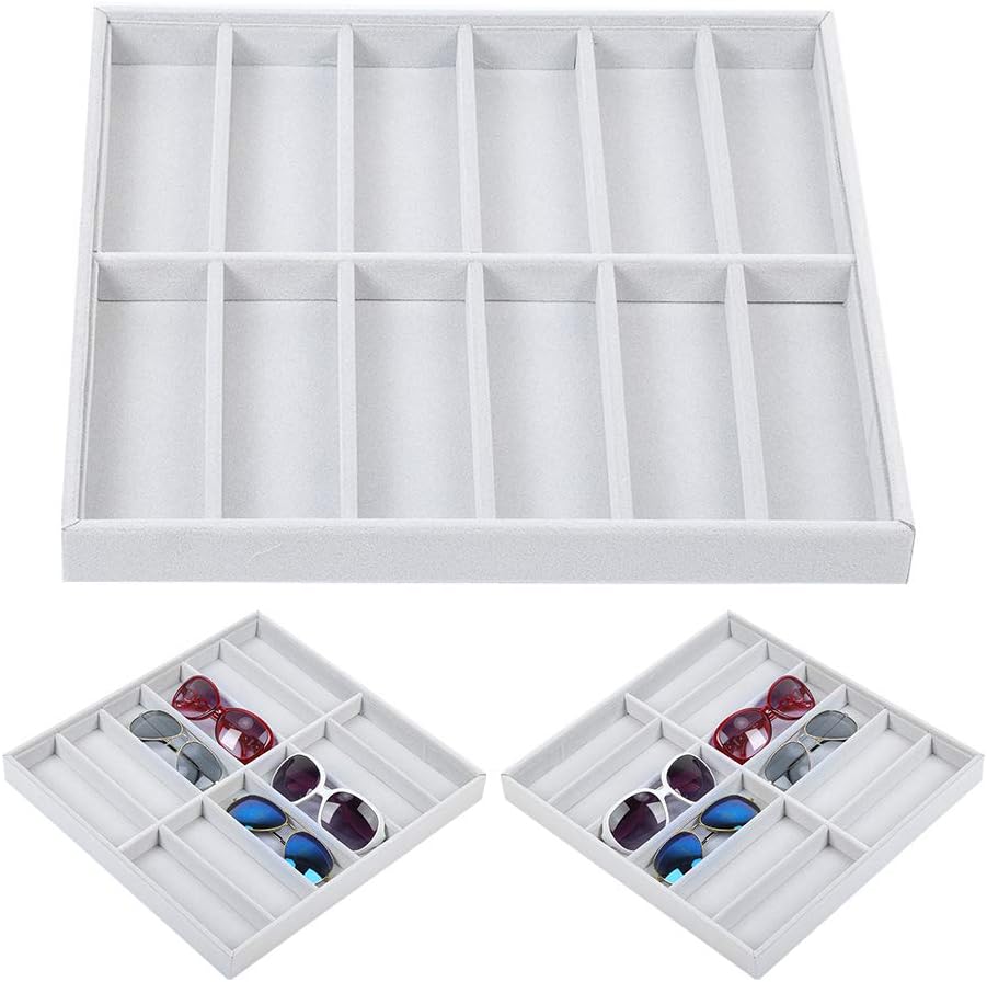 Sonnenbrillen-Aufbewahrungsbox, 12 Gitter Sonnenbrillen-Aufbewahrungsbox Brillenetui Organizer Schmu