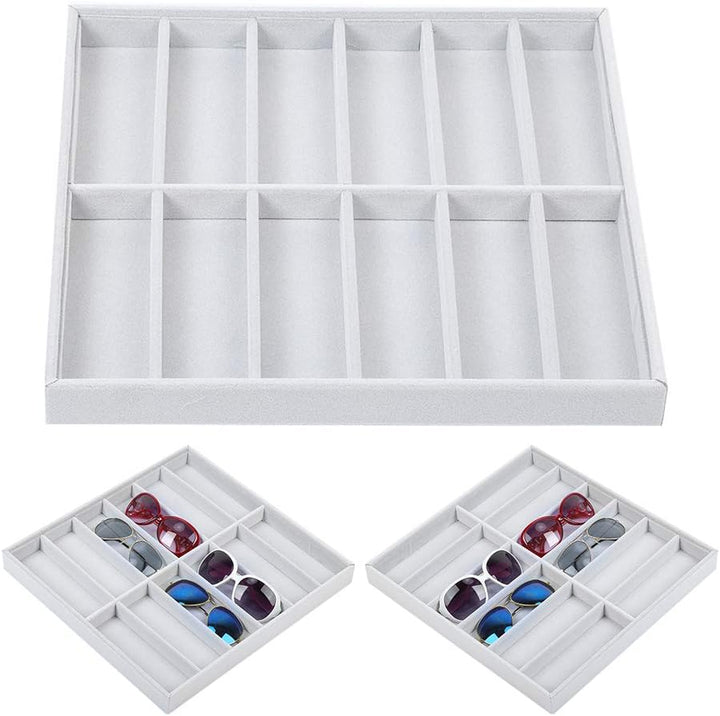 Sonnenbrillen-Aufbewahrungsbox, 12 Gitter Sonnenbrillen-Aufbewahrungsbox Brillenetui Organizer Schmu
