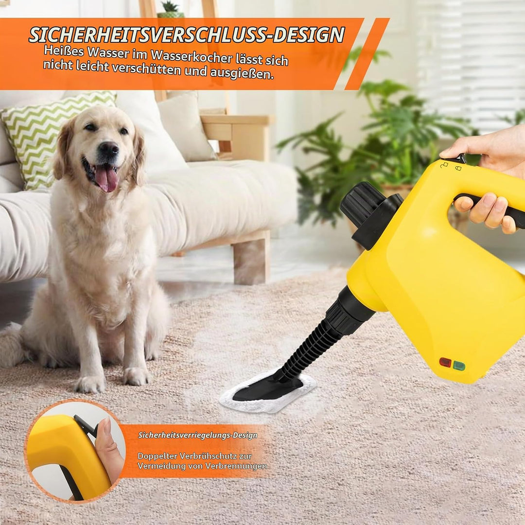 Carehabi Dampfreiniger Handgerät 105°C Dampfreiniger für Alles Dampfreiniger 250 ml Wassertank 10 Zu