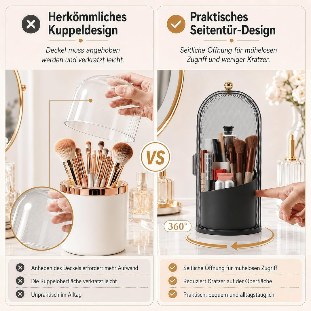 FAVORTALK Make-Up Pinselhalter mit Deckel,360 Drehbar Make Up Organizer,Makeup Pinsel Veranstalter S