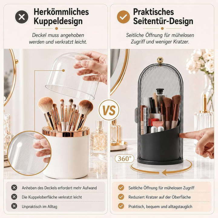 FAVORTALK Make-Up Pinselhalter mit Deckel,360 Drehbar Make Up Organizer,Makeup Pinsel Veranstalter S