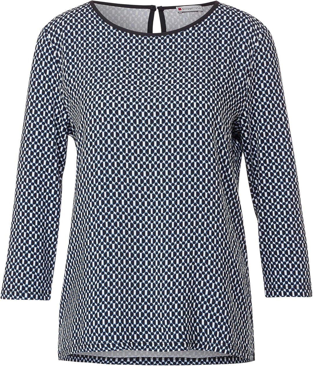 Street One Damen T-Shirt 3/4 Arm Bedruckt, Deep Blue