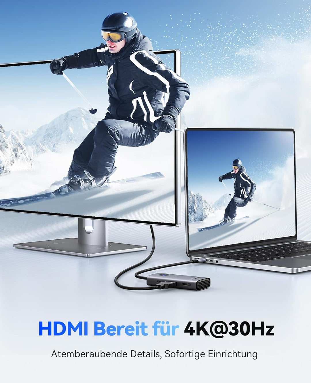 ORICO Docking Station, 6 in 1 USB C Hub Dock mit HDMI 4K+PD100W+4×USB3.0, USB 3.0 Hub Multiport Adap