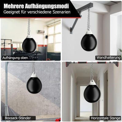 GYMAX Wasserboxsack Boxing Punching Bag Erwachsene Schwerer Boxsack Schwarz, Schwarz