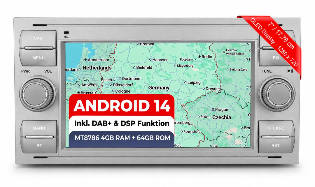 M.I.C. AF7-Lite Android 11 Autoradio mit Navi Navigation Ersatz für Ford Focus mk2 Mondeo Cmax Galax