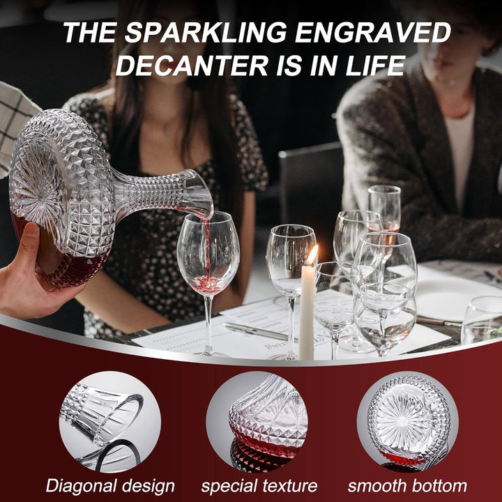 Paysky Dicker Weindekanter mit Geschenk-Box, Kristallglas, gravierter Dekanter, elegantes Geschenk u