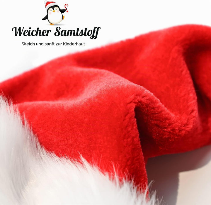 BOSONER Weihnachtsmütze Nikolausmütze Plüsche Weihnachtsmann Mütze: Rote Santa Mütze Warm Dicker Nik