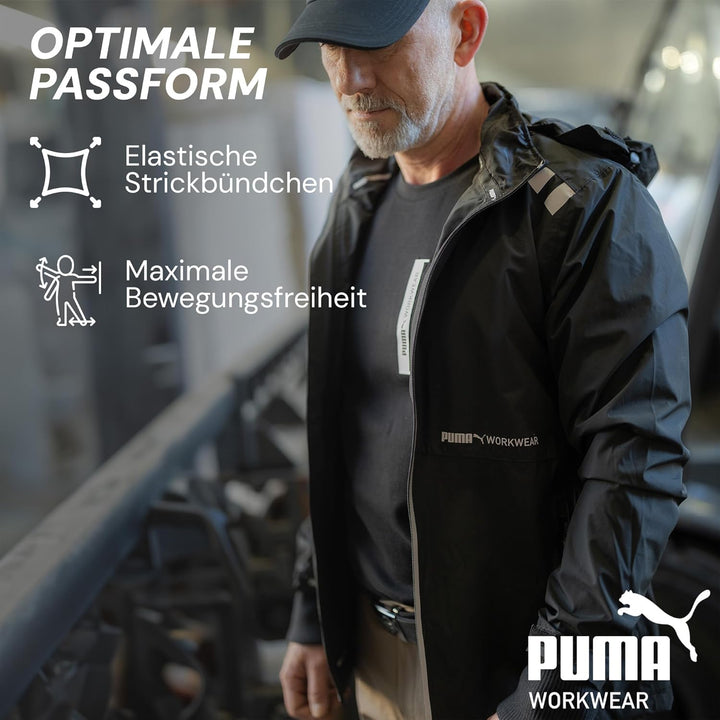 PUMA Workwear - Regenjacke Herren - Wasserdicht - Leichter Windbreaker Fahrradjacke mit Kapuze - Rob