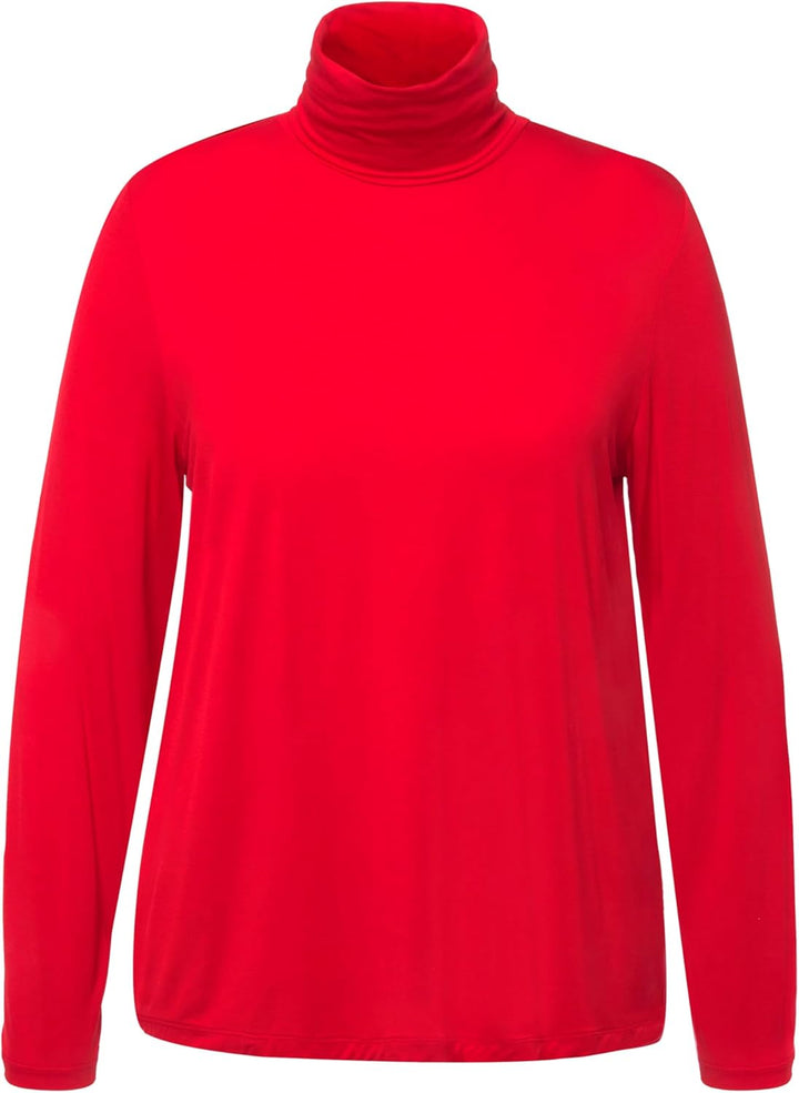 Ulla Popken Damen Rollkragen mit Raffung Am Ärmel T-Shirt 42-44 Rot, 42-44 Rot