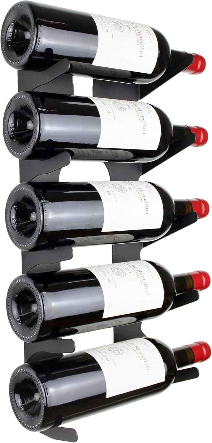 Weinregal aus Stahl für alle Arten von Weinen, mit Wandanker und Zierleisten. (2 x Schwarz), 2 X Sch