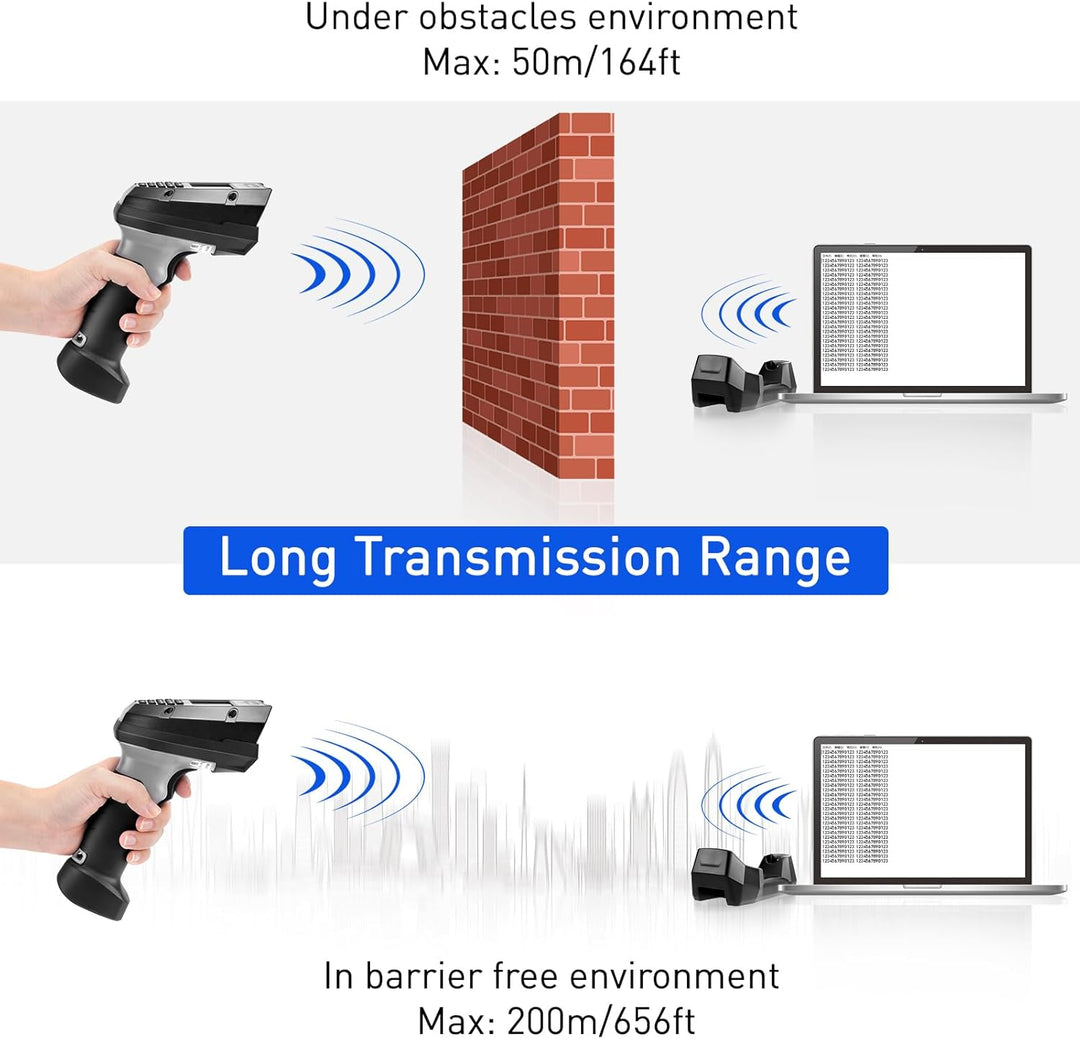 Inventory Scanner Wireless, 1D CCD Barcode Scanner mit Ladeständer Datensammler Barcodeleser Datenkl
