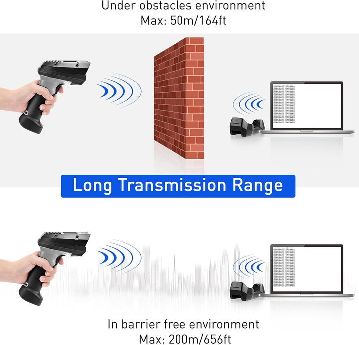 Inventory Scanner Wireless, 1D CCD Barcode Scanner mit Ladeständer Datensammler Barcodeleser Datenkl