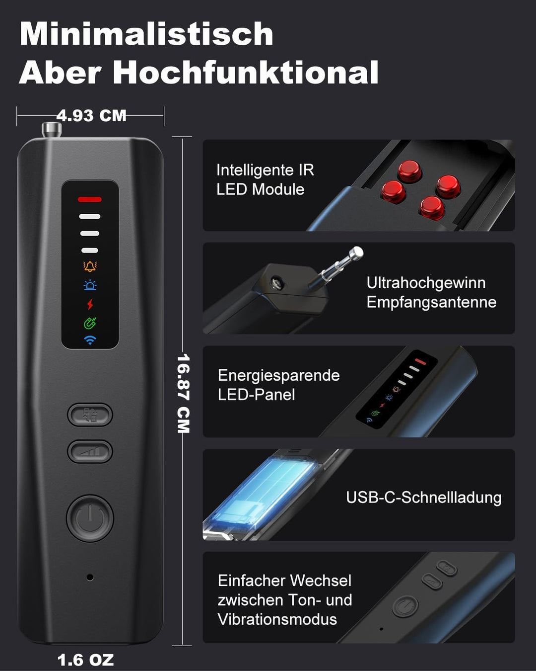 Wanzen Detektor 5 in 1 Versteckte Kamera Detektor RF Wireless Abhörwanzen Aufspüren Finder GPS Track