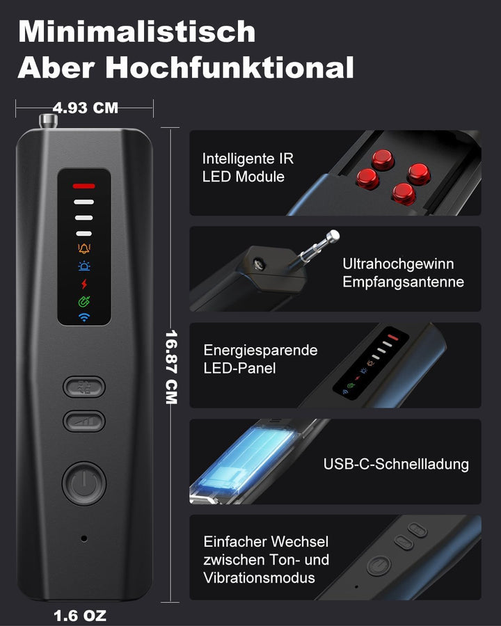 Wanzen Detektor 5 in 1 Versteckte Kamera Detektor RF Wireless Abhörwanzen Aufspüren Finder GPS Track